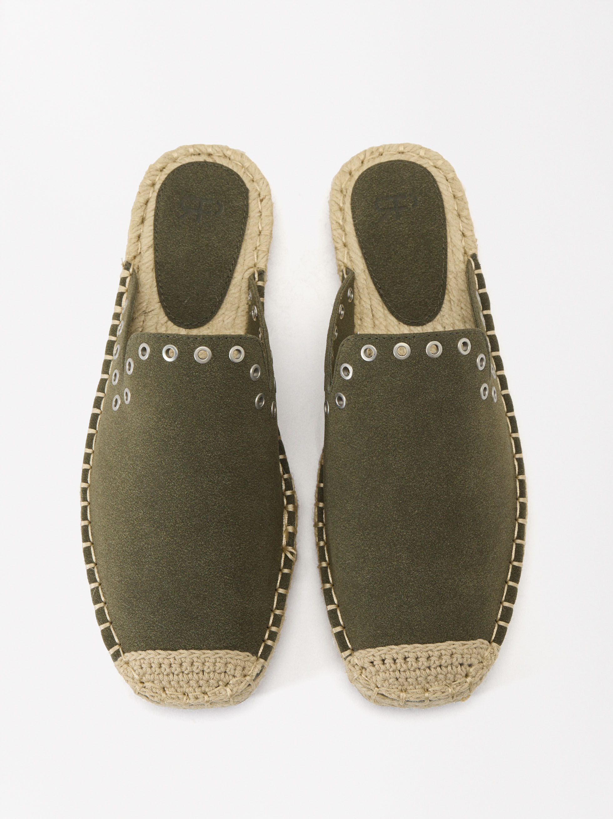 Jute Espadrilles With Studs Khaki Parfois