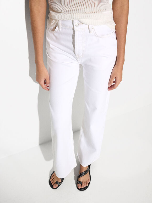 Straight Fit Jeans, White, hi-res
