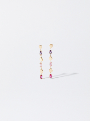 Earrings With Multicolor Zirconia, Multicolor, hi-res