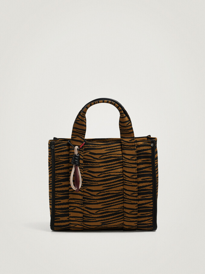 Animal Print Shopper Bag, Black, hi-res