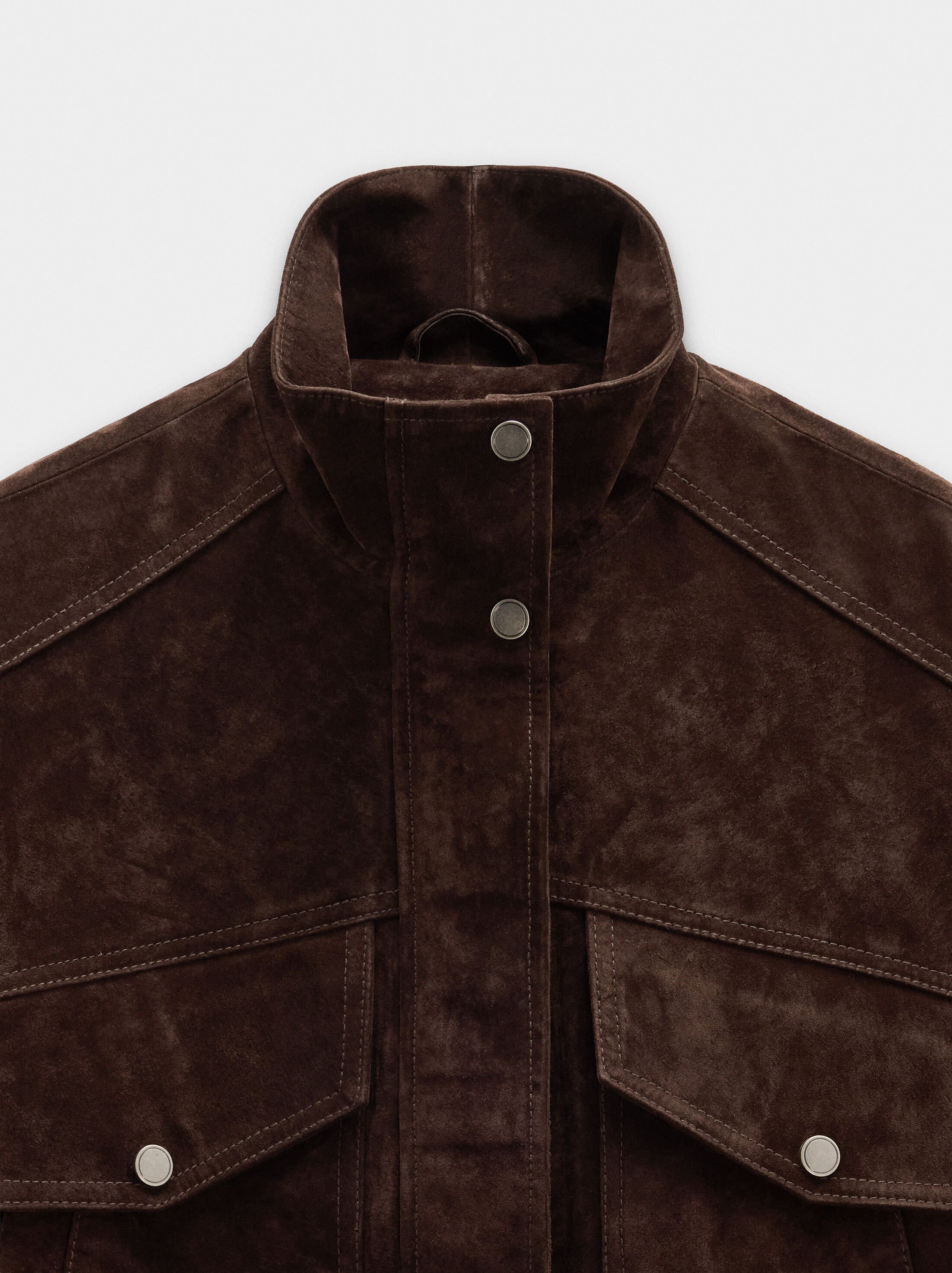 Leather jacket with high collar image number 6.0