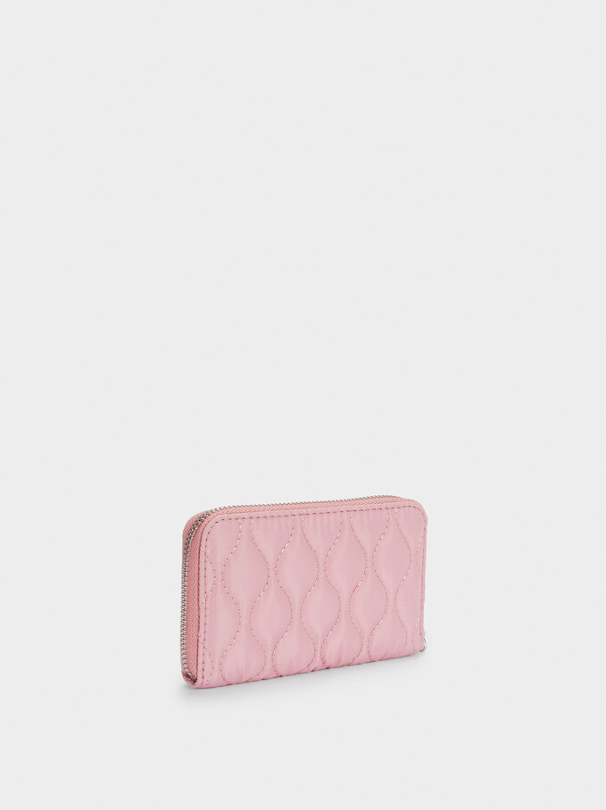 Quilted Nylon Small Wallet, Pink, hi-res