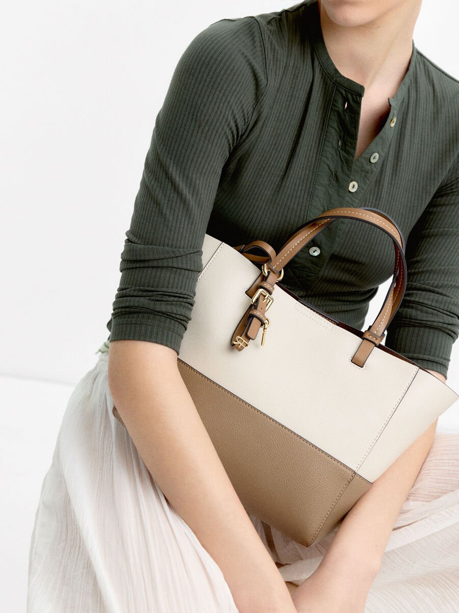 Color block tote bag