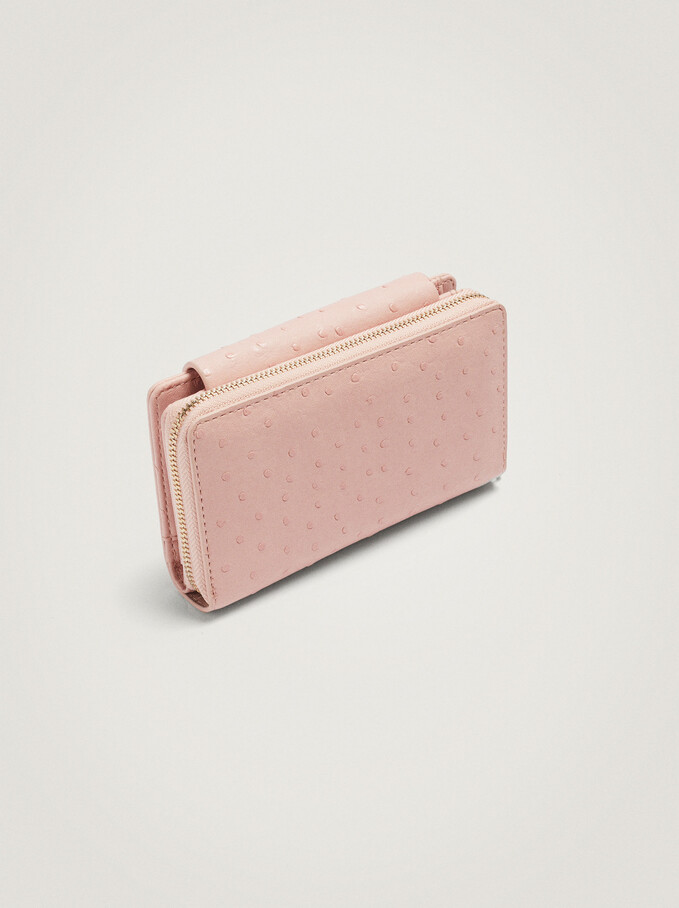 Embossed Wallet, Pink, hi-res