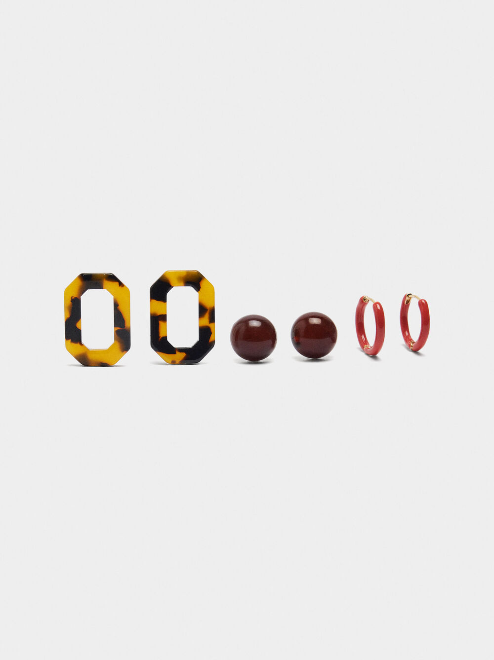Set of earrings tortoiseshell effect