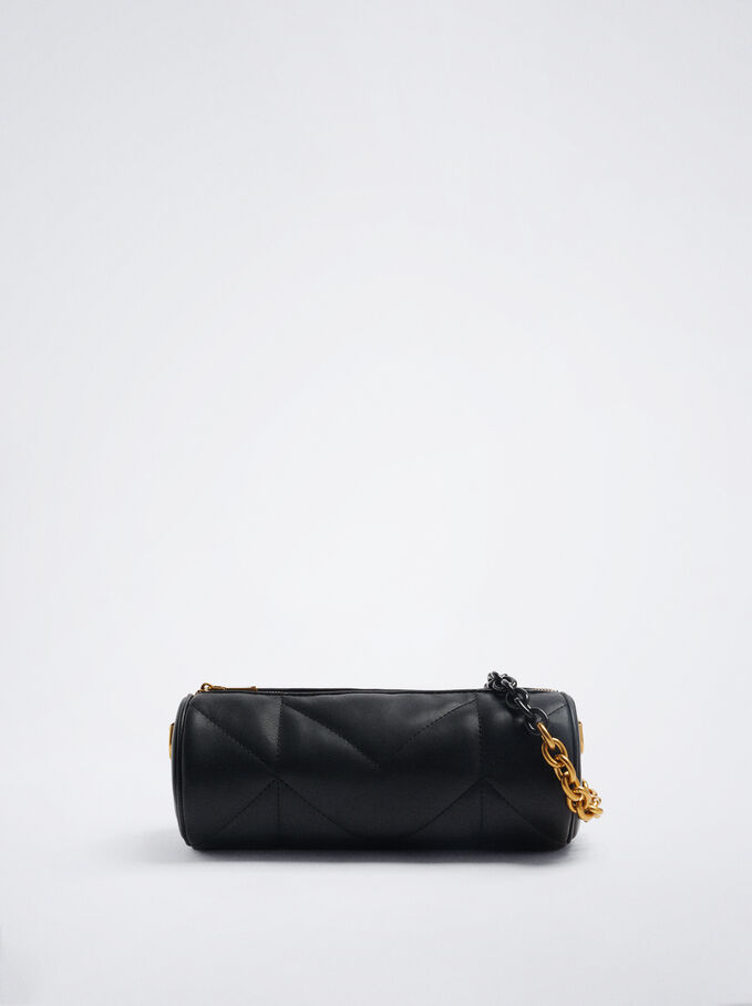 Quilted Handbag, Black, hi-res