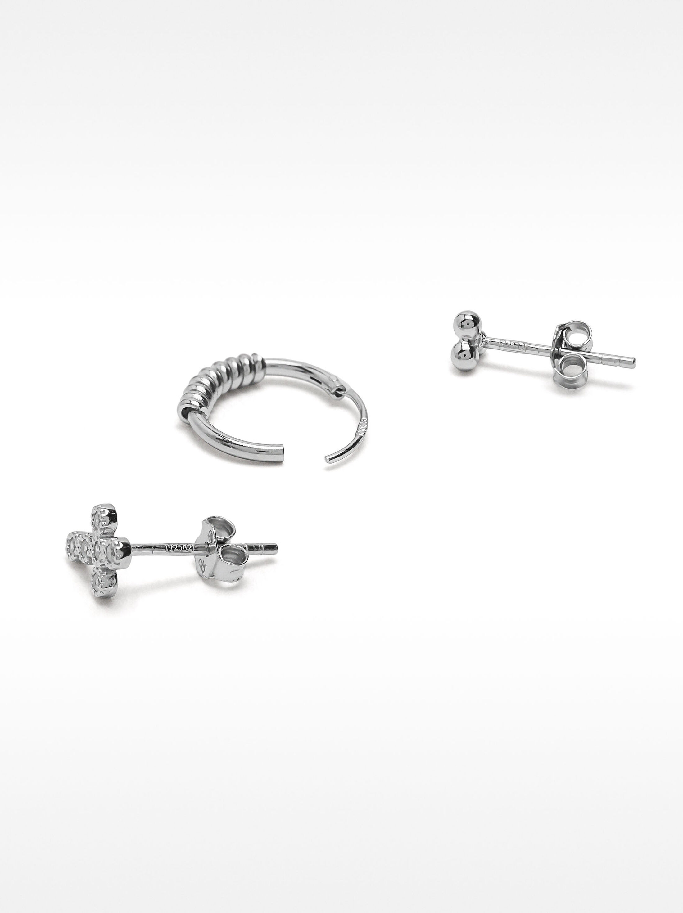 Joc d’arracades amb cristalls - plata de llei 925 image number 3.0