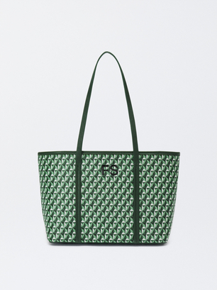 Bolso Shopper Estampado Personalizado S, Verde, hi-res