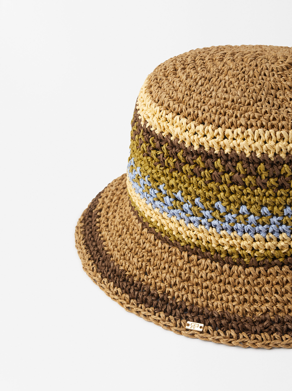Straw-Effect Hat, Multicolor, hi-res