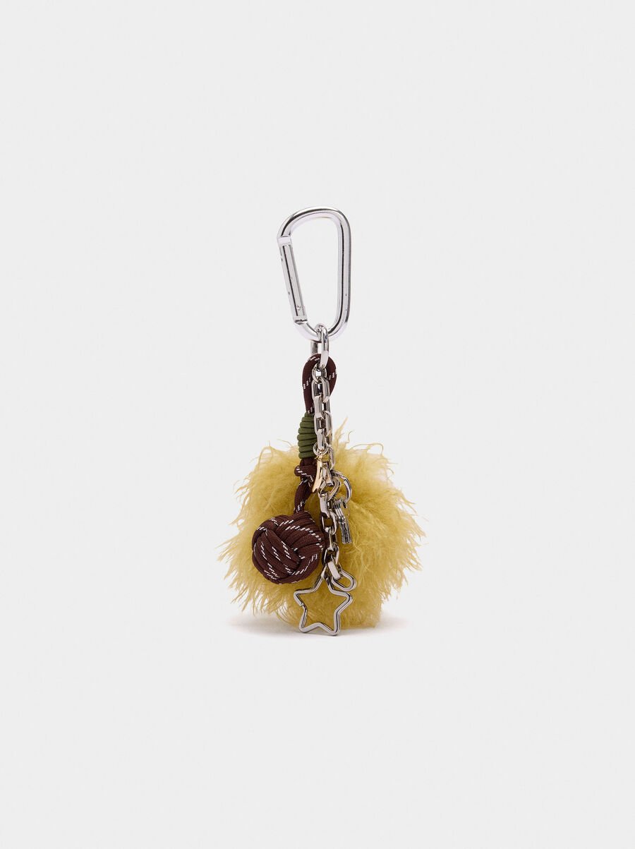 Keychain charm with pompom and star 