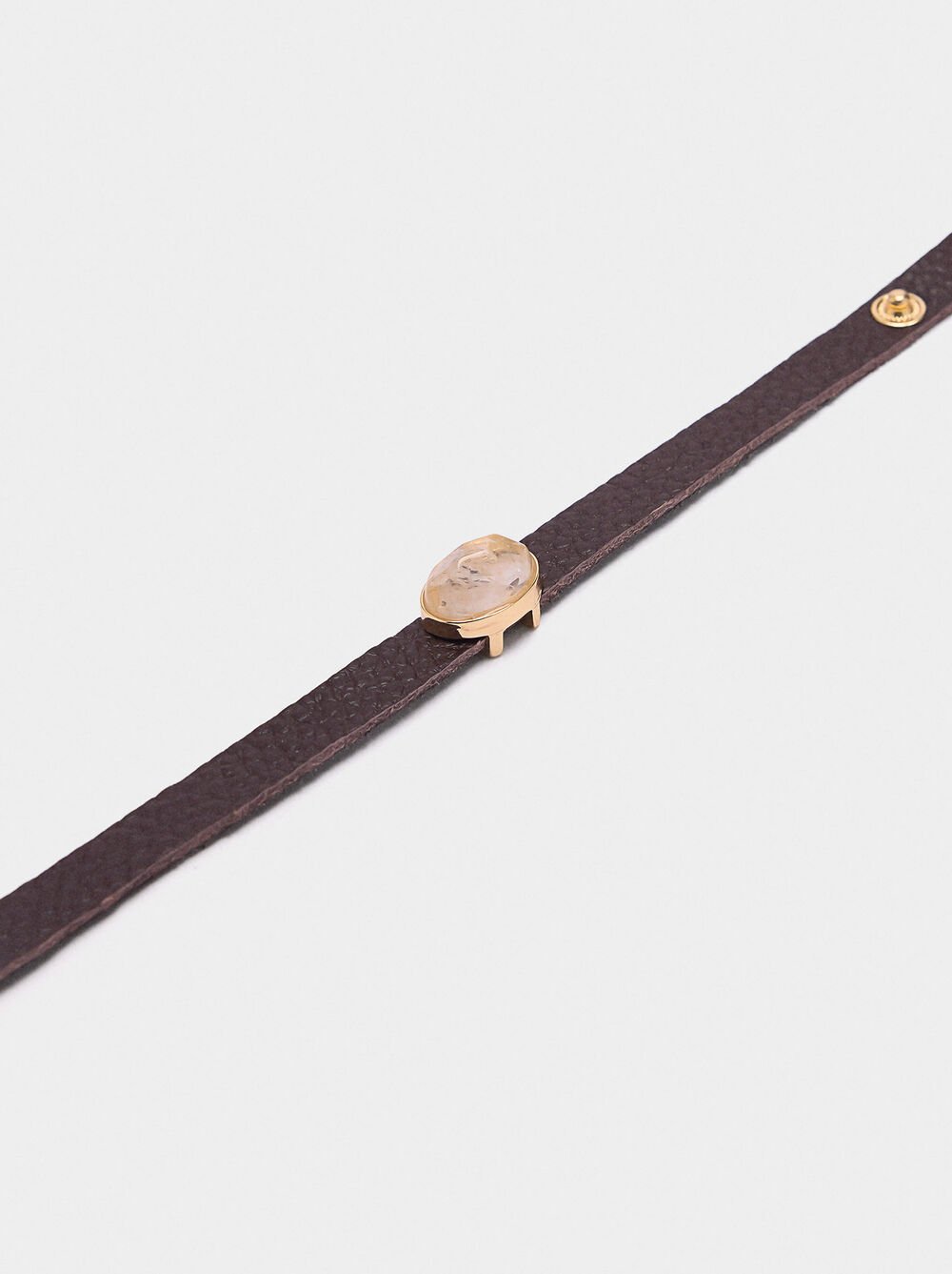 Leather cord bracelet with stone