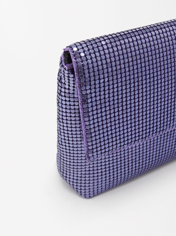 Mesh Fabric Party Bag, Purple, hi-res