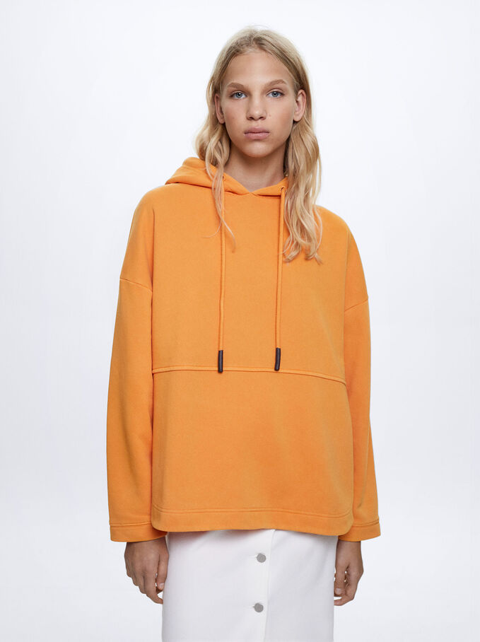 Cotton Hooded Sweatshirt, Orange, hi-res