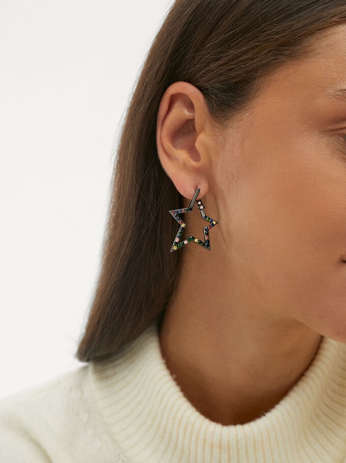 Earrings With Star, Multicolor, hi-res