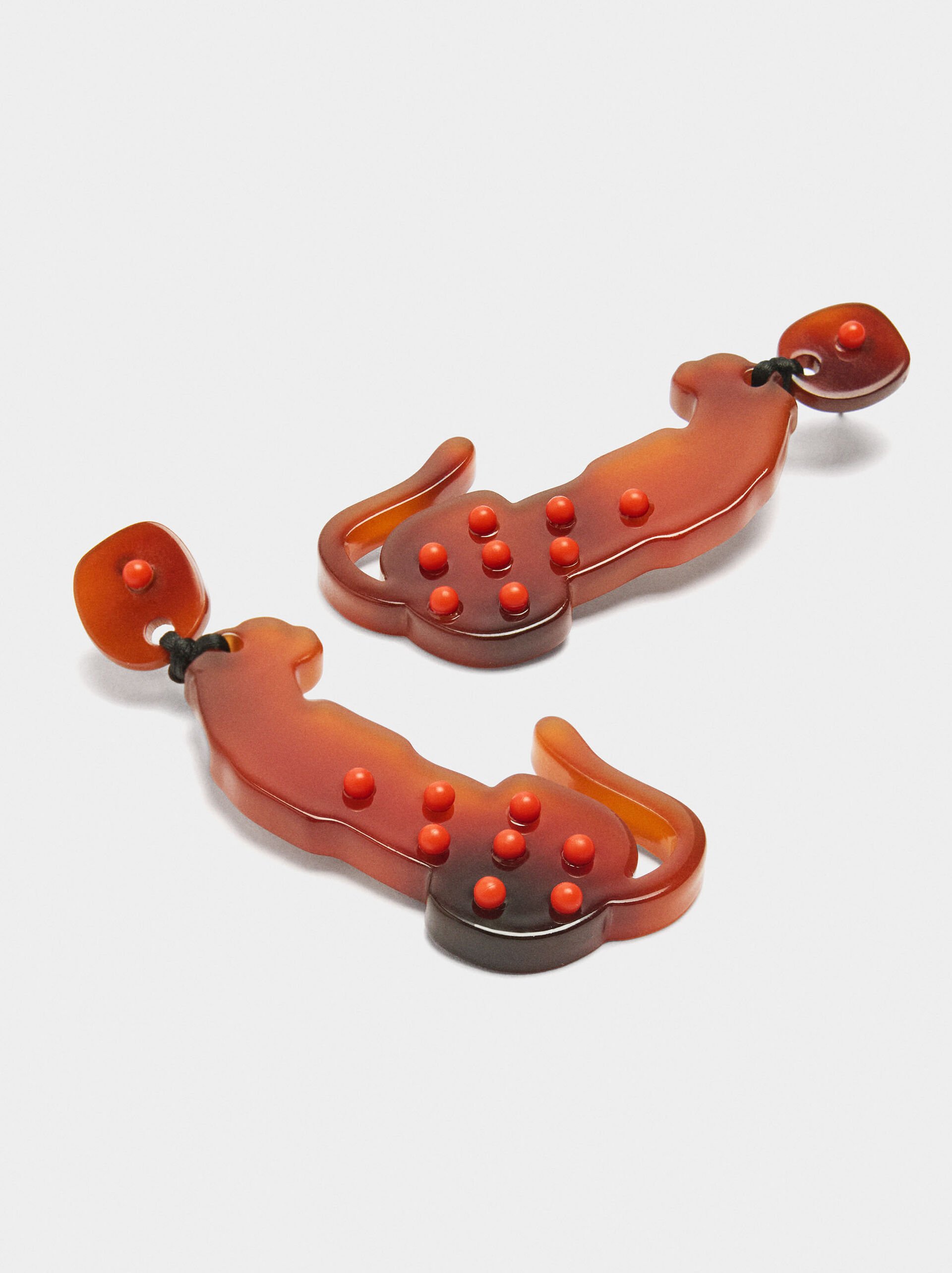 Maxi tiger earrings with resin image number 3.0