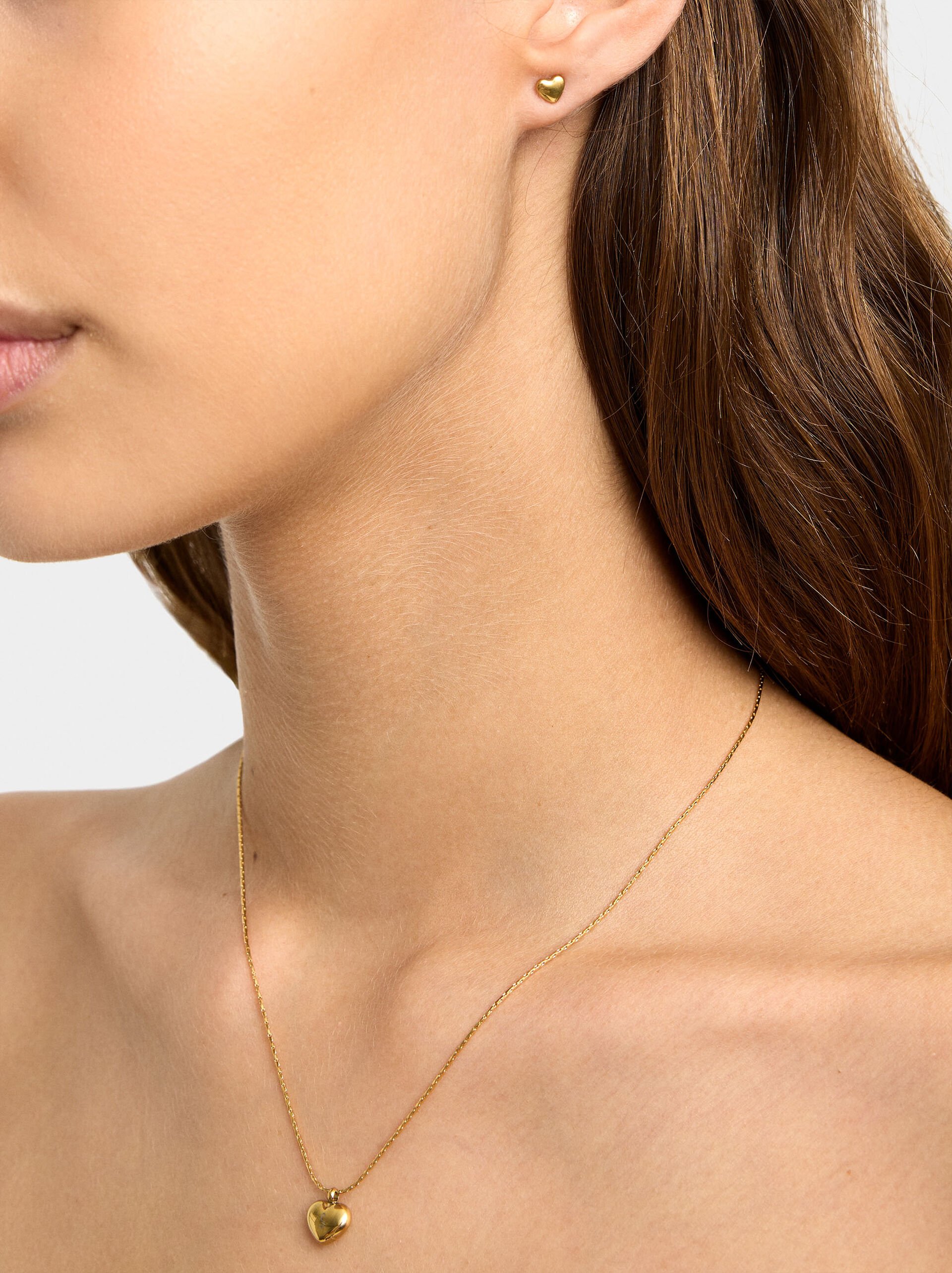 Necklace and heart earrings set - stainless steel image number 1.0