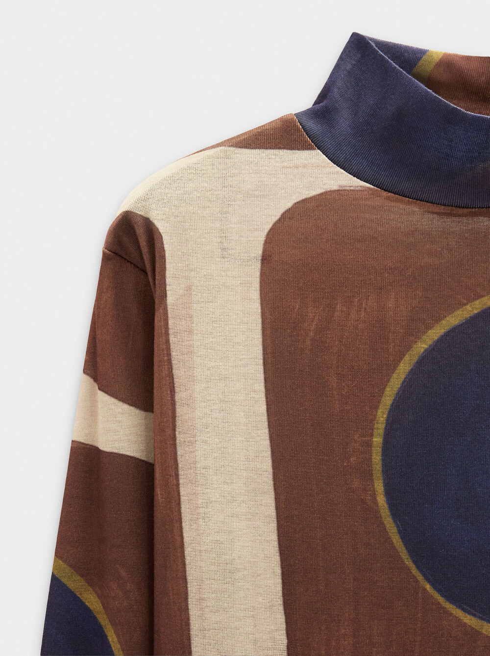 Top in cotone stampata con collo alto