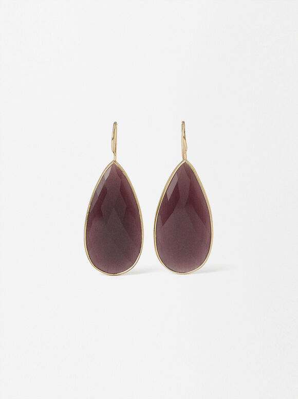 Earrings With Stone, Purple, hi-res