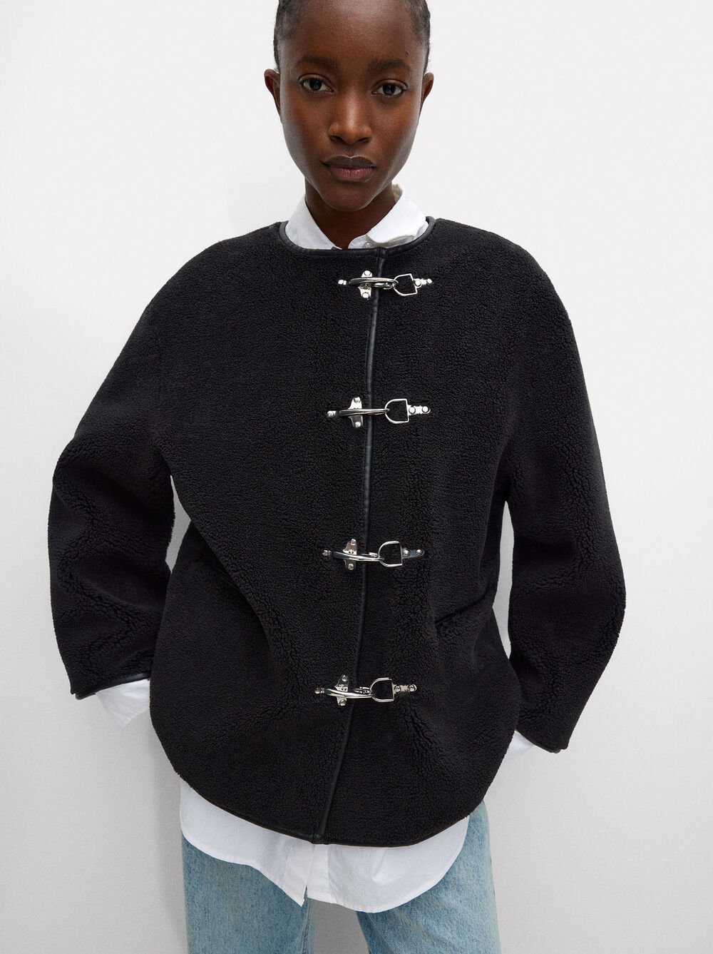Faux fur effect coat