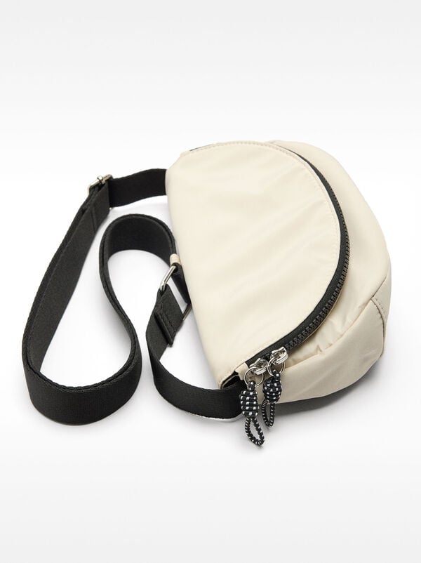 Nylon crossbody bag with flap closure