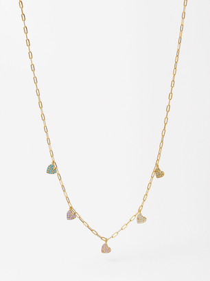 925 Silver Necklace With Zirconia, Multicolor, hi-res
