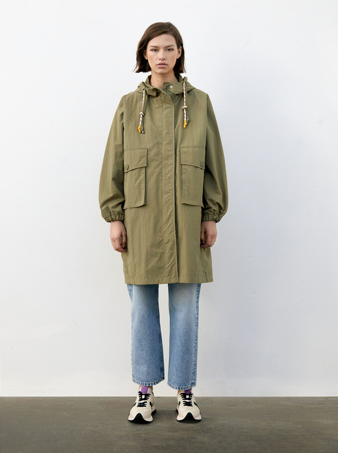 Parka With Pockets And Hood, Green, hi-res