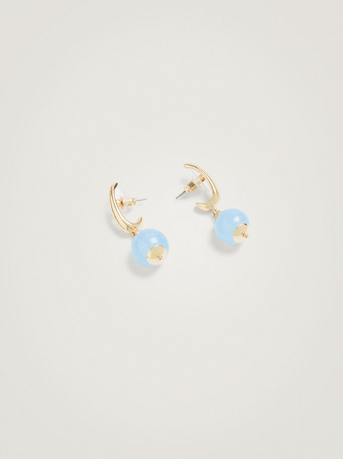 Hoop Earrings With Stone, Blue, hi-res