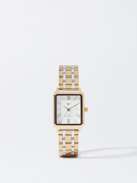 Stainless Steel Golden Watch, , hi-res