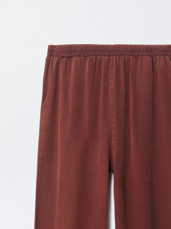 Pantalon  Fluide Avec Taille Élastique, Brique, hi-res