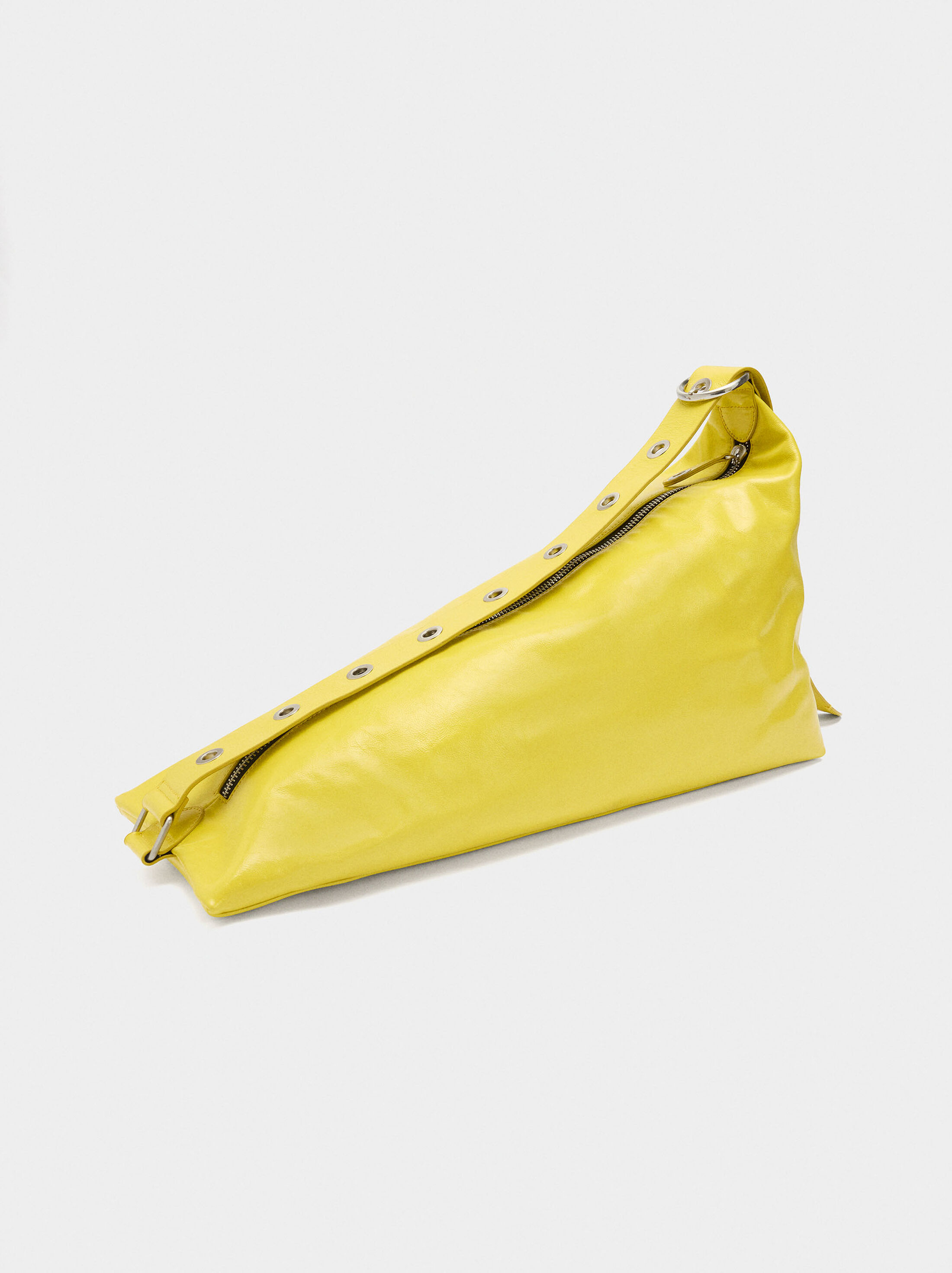 Asymmetric leather shoulder bag image number 5.0