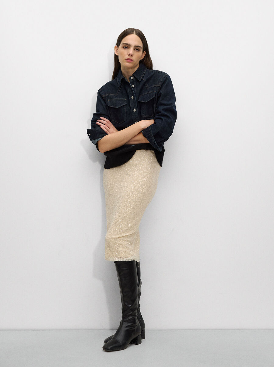 Midi skirt with sequins