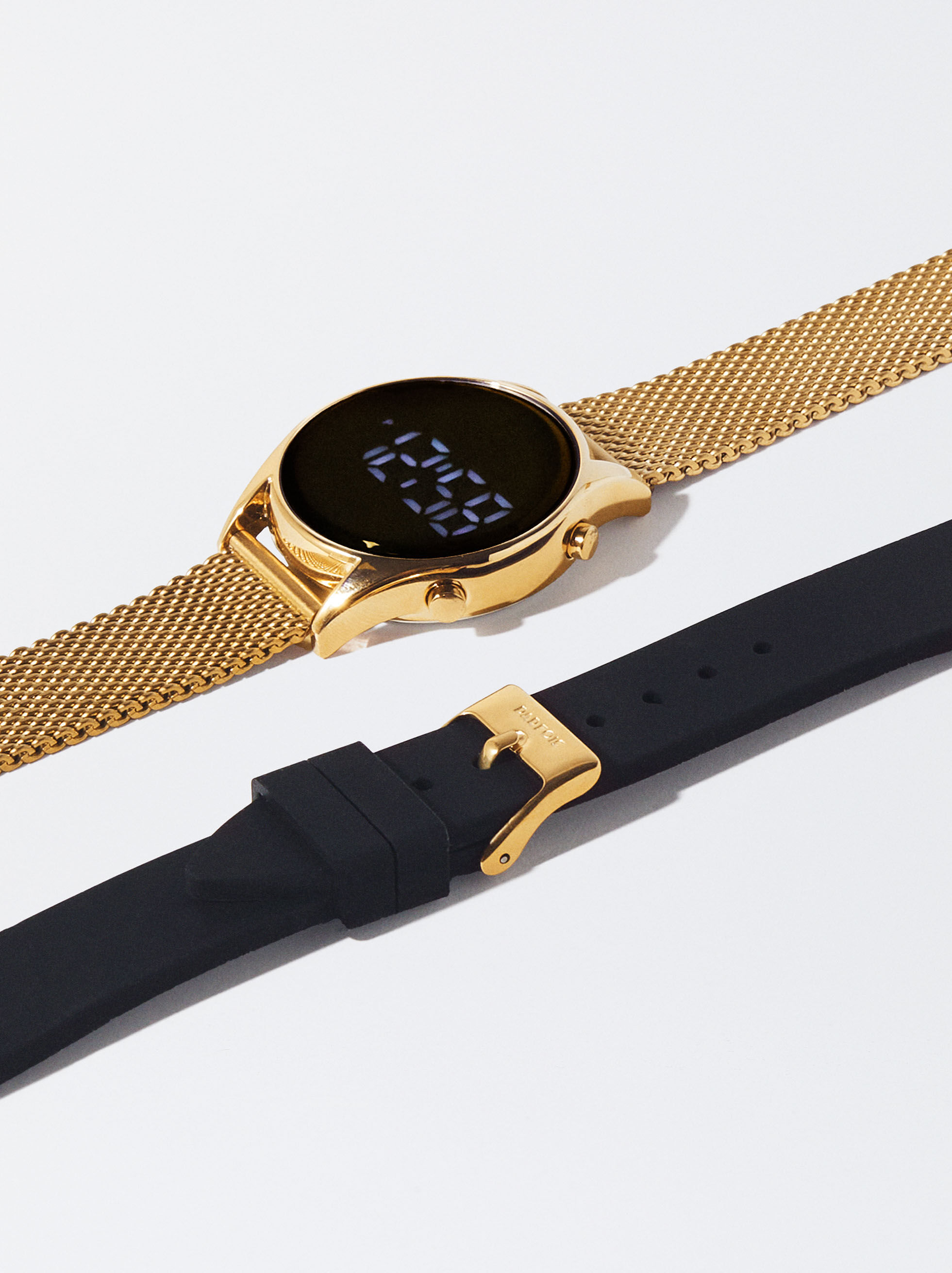 Digital Watch With Interchangeable Straps Golden Parfois