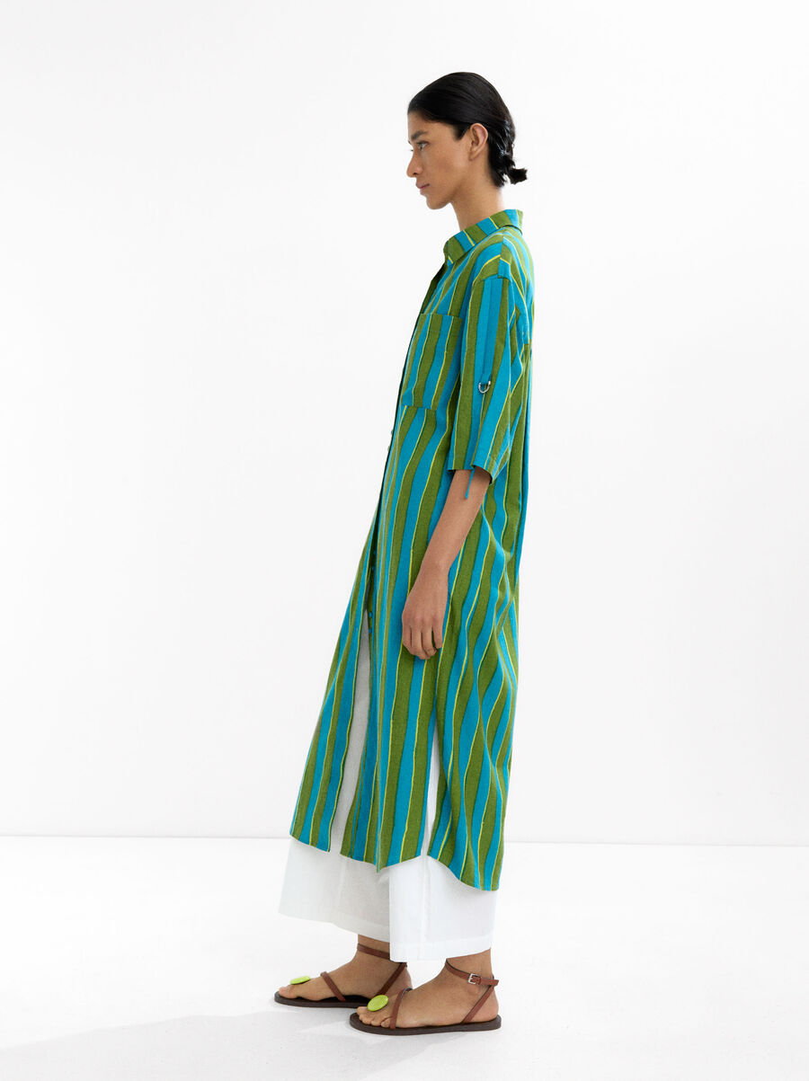 Striped shirtdress linen blend