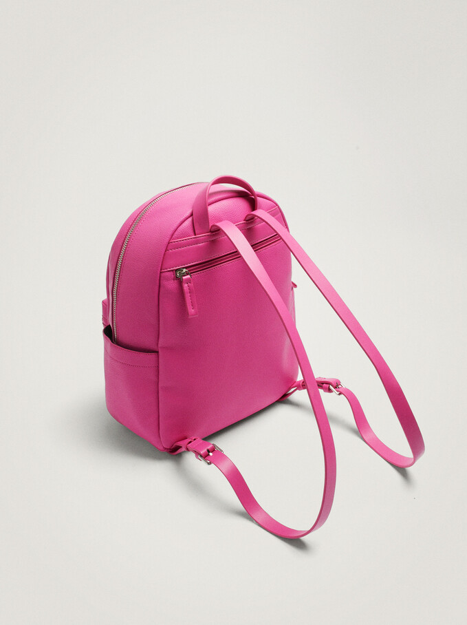 Backpack With Outer Pockets, Pink, hi-res