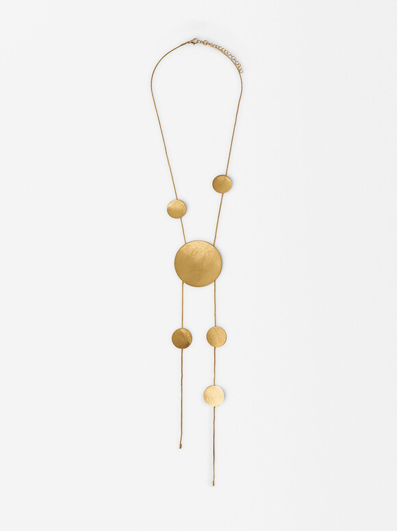 Long Circle Necklace, Golden, hi-res