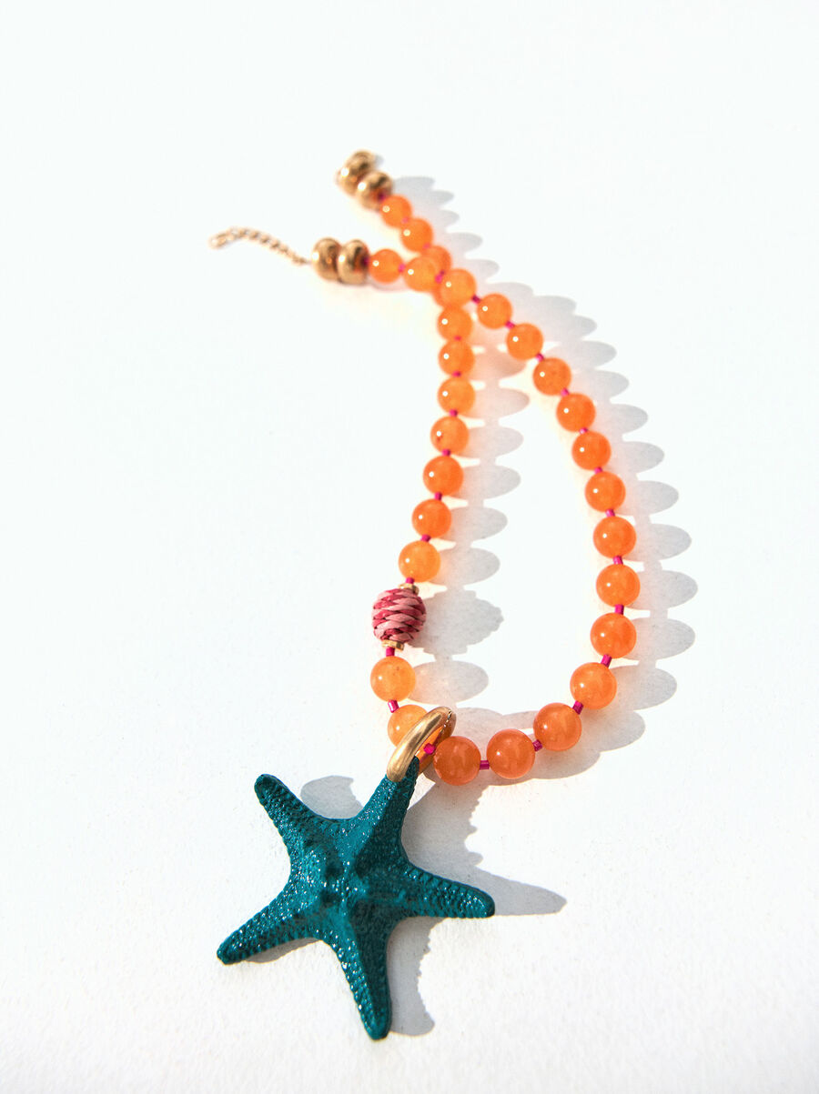 Starfish stone bead necklace