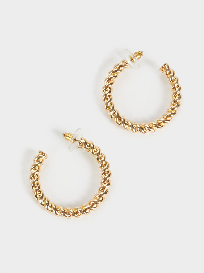 Intertwined Hoop Earrings, Golden, hi-res