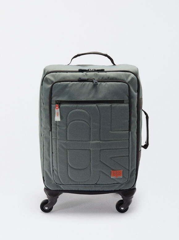 Nylon Suitcase, Khaki, hi-res