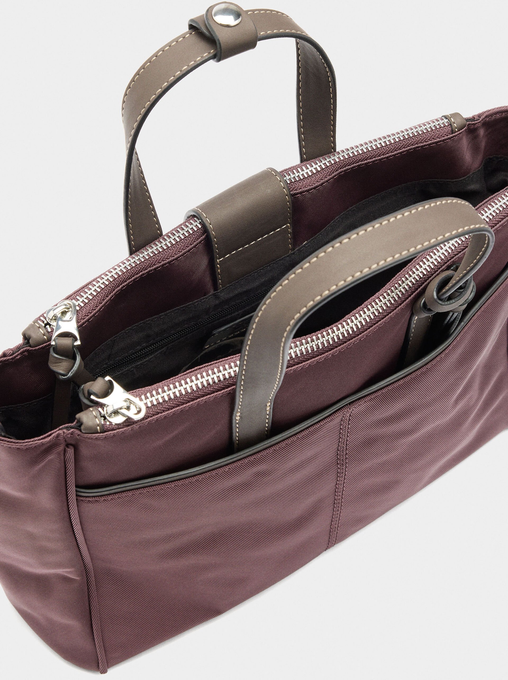 Nylon tote bag with crossbody strap image number 4.0