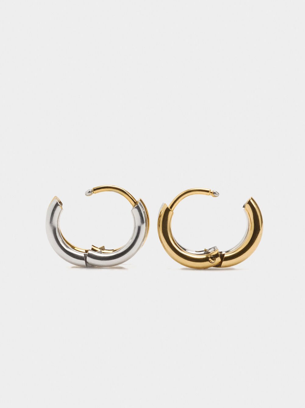 Double tubular hoop earrings – stainless steel