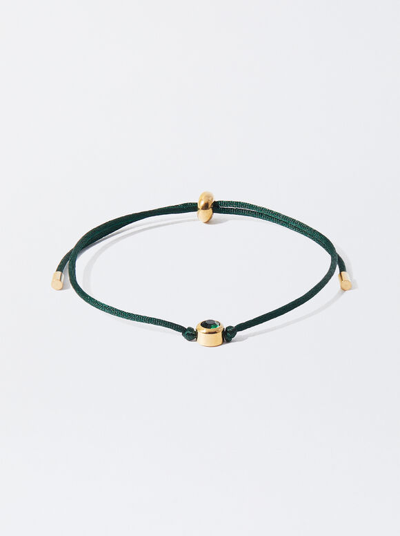 Adjustable Steel Bracelet With Steel Charm, Green, hi-res