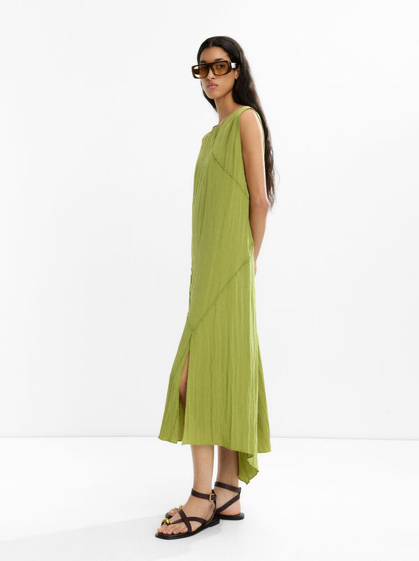Wrinkled effect midi dress