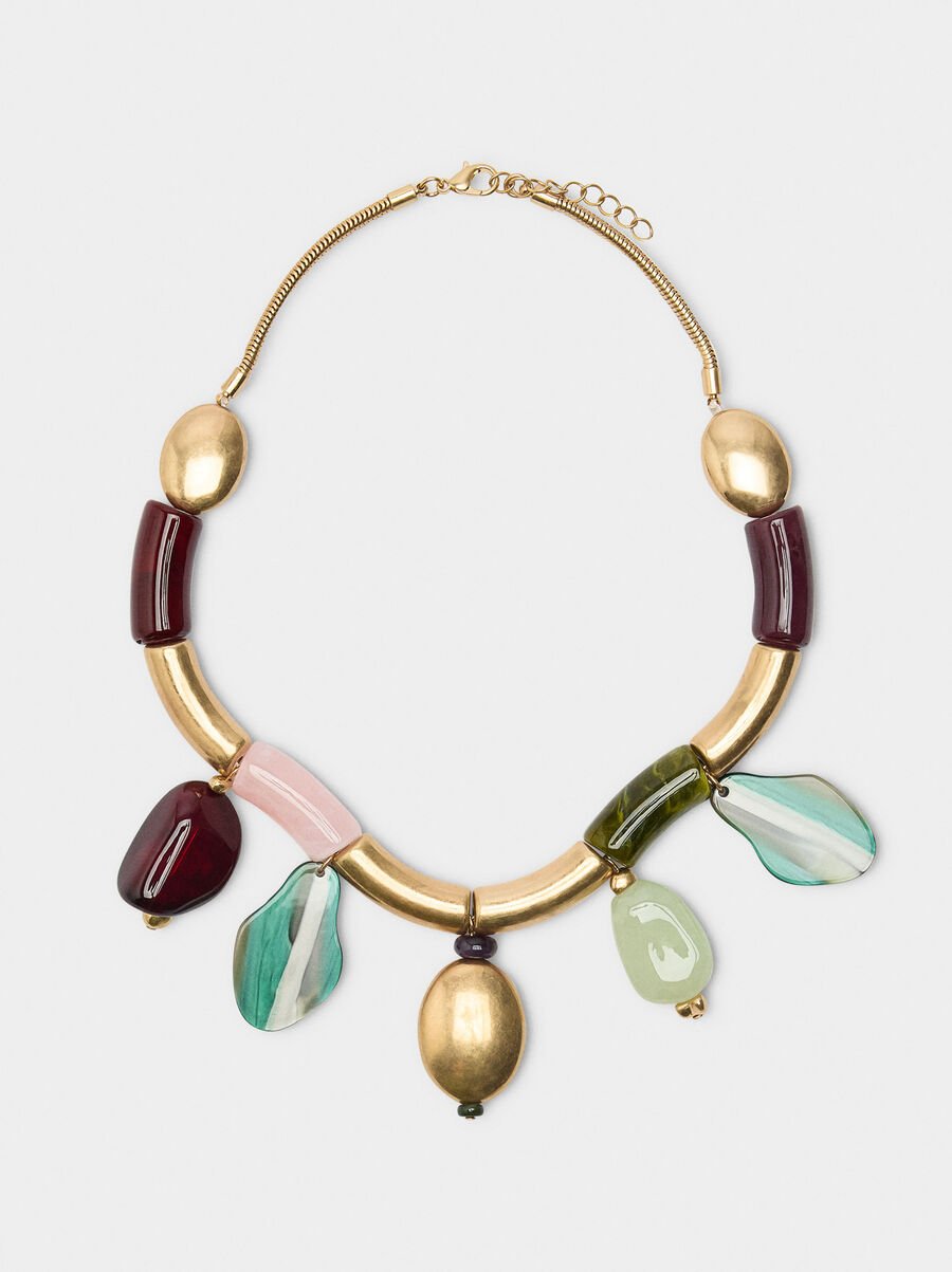 Short necklace with stone effect pendants