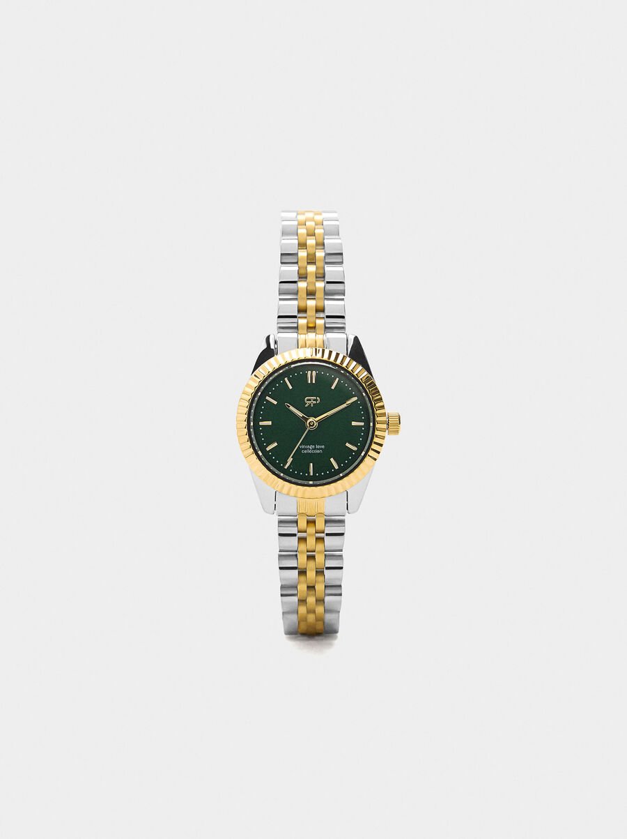 Bicolor watch with stainless steel bracelet