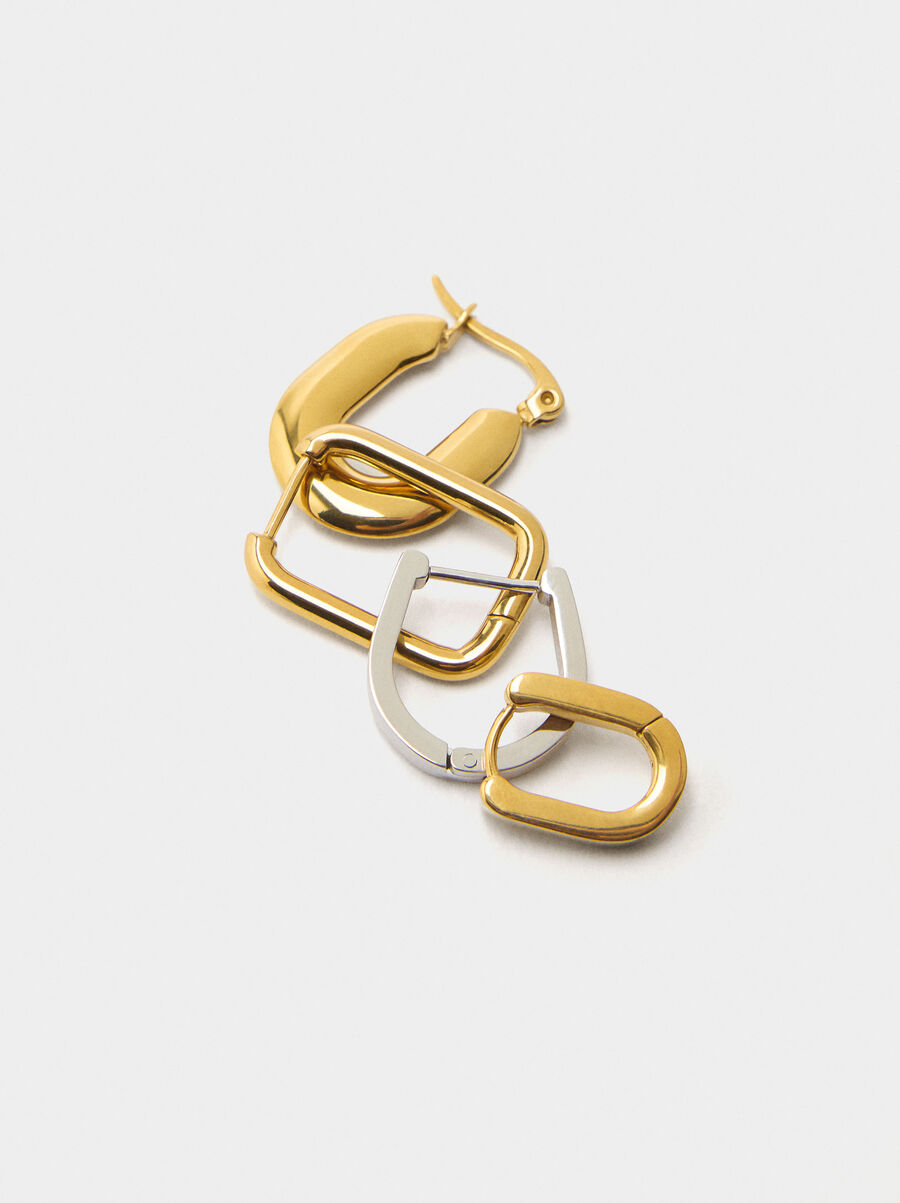 Bicolor hoop earrings set – stainless steel