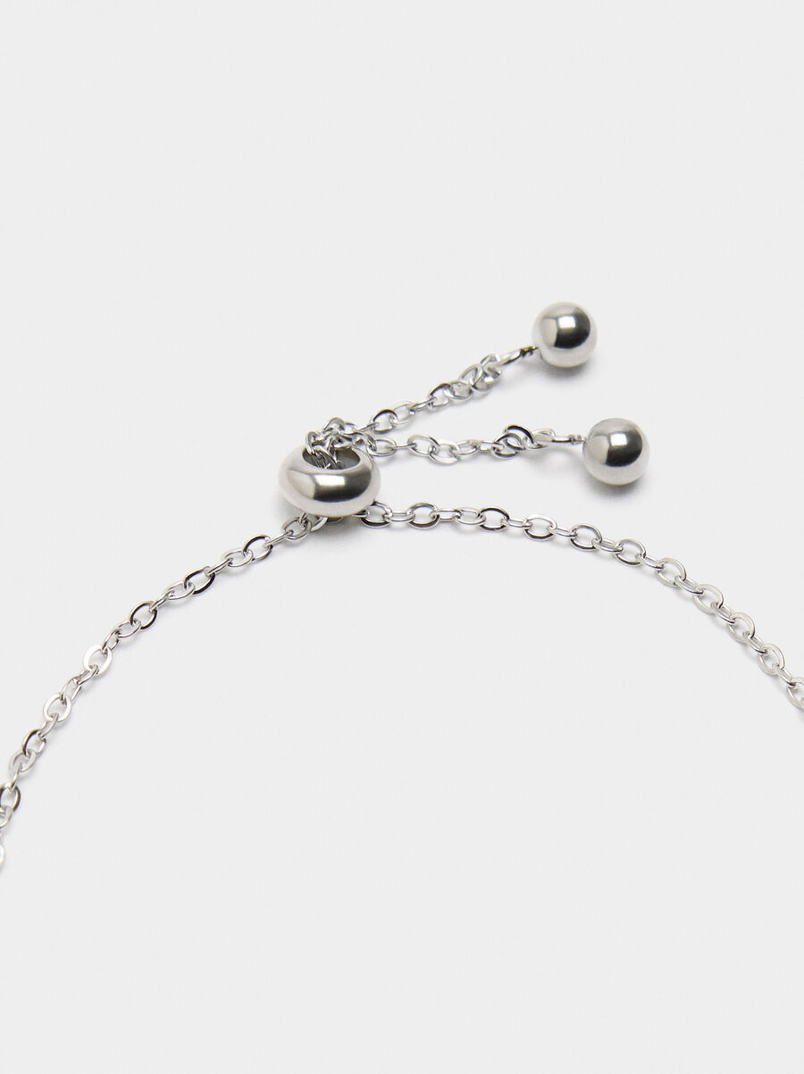 Bracelet of links with zirconia - stainless steel