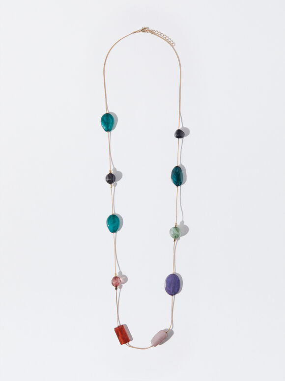 Multicolored Gold Necklace, Multicolor, hi-res