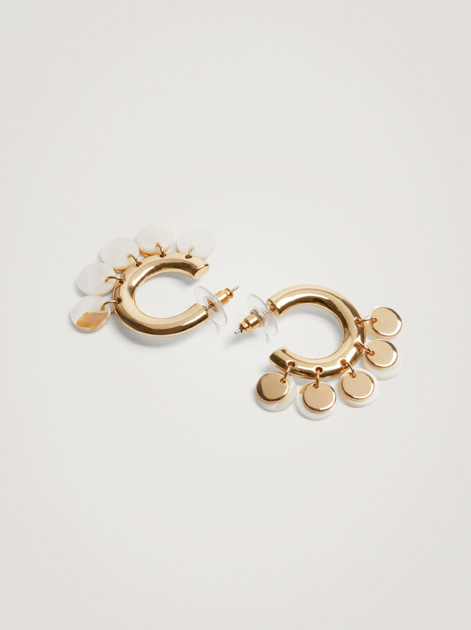 Hoop Earrings With Pendants, Golden, hi-res