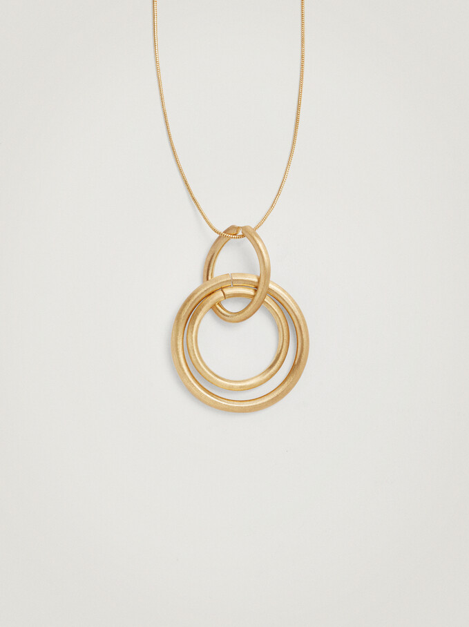 Golden Necklace With Pendant, Golden, hi-res