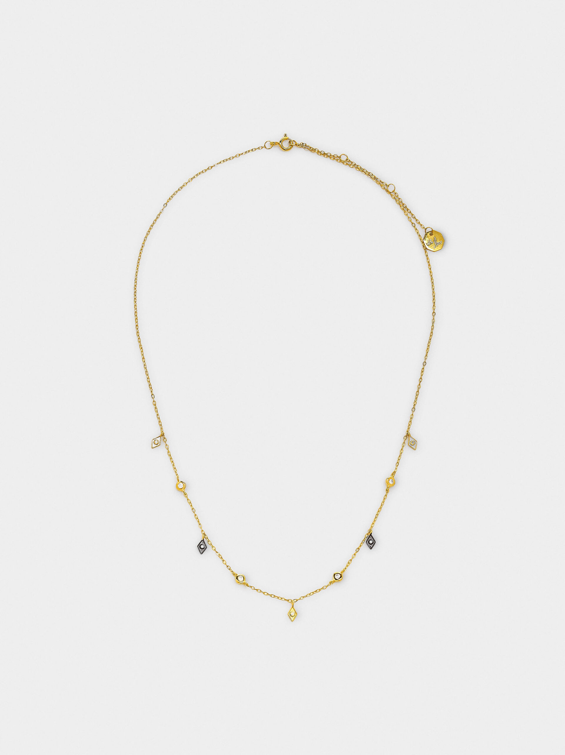 Necklace with rhombuses and zirconias - 925 sterling silver image number 1.0